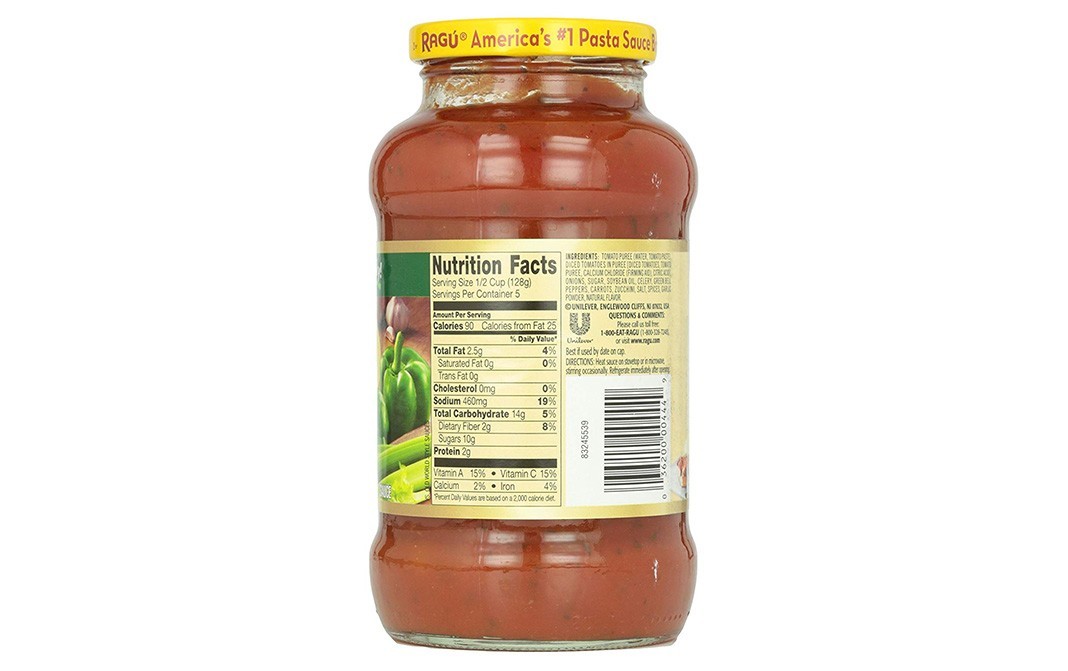 Ragu Chunky Garden Combination Sauce   Glass Jar  680 grams